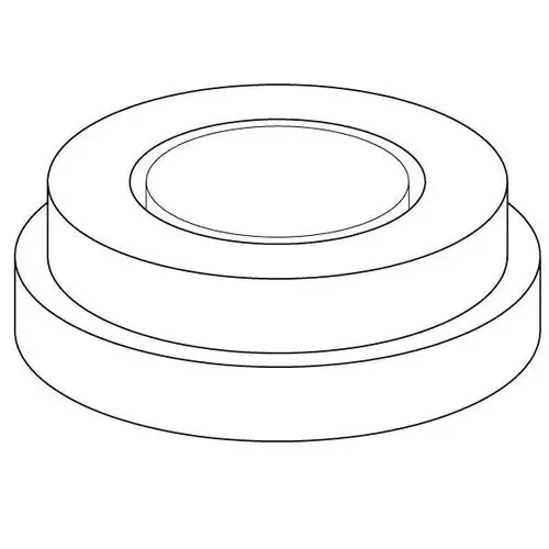 Durchflussbegrenzer von Uponor in zylindrischer Form, mit zwei konzentrischen Ringen und einer vertieften Mitte. Ideal für die Steuerung des Wasserflusses.